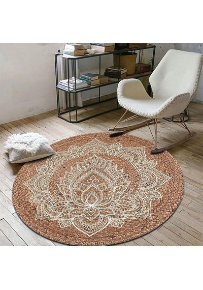 Jüt Yuvarlak Hasır Halı Yolluk Salon Oda Mutfak Halısı Ks-1015