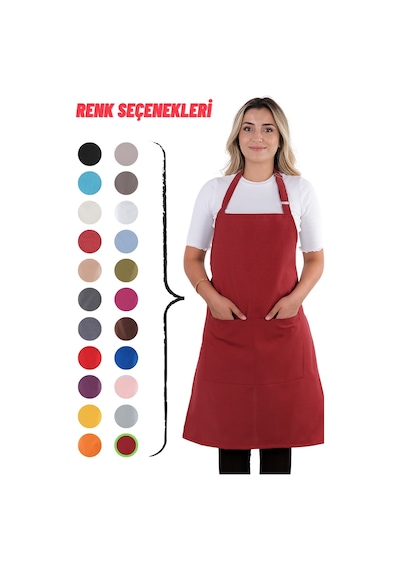Sevilya Simple Ayar Askılı Mutfak Önlüğü Vişne