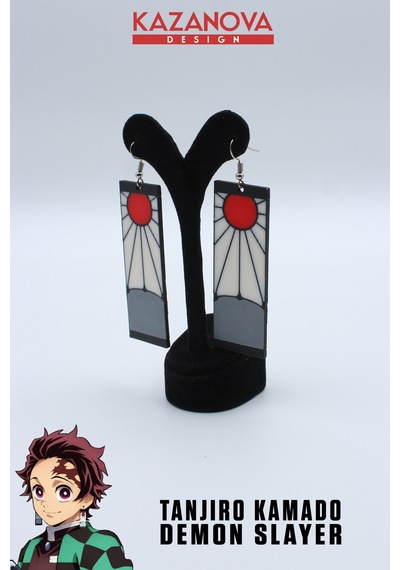 Kazanova Design Tanjiro Kamado Hanafuda Küpe Çok Renkli Demon Slayer Anime Cosplay Aksesuar