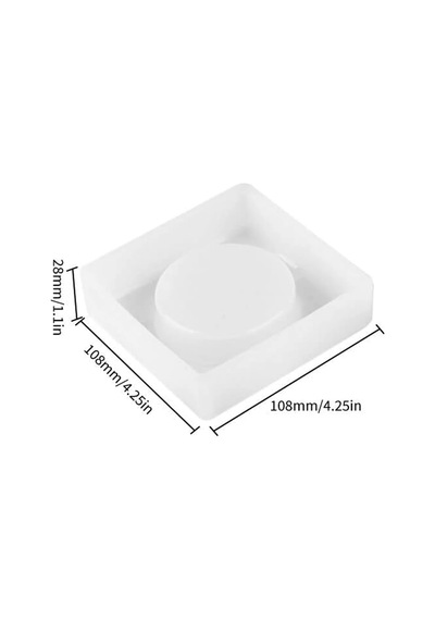 Epoksi Kare İçi Yuvarlak Küllük Kalıbı Silikon Kalıp 10x10cm