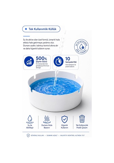 Omilife 25'li Su ile Aktifleşen Jel Küllük Kullan At Kul ve Koku Emici Pratik Küllük