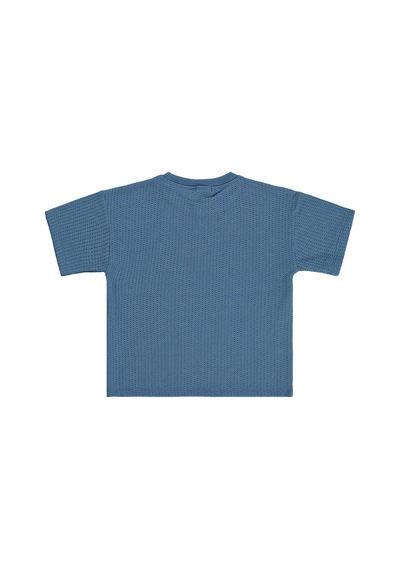 Civil Boys Çizgi Dokulu 6-9 Yaş Tişört - Mavi Koyu İndigo