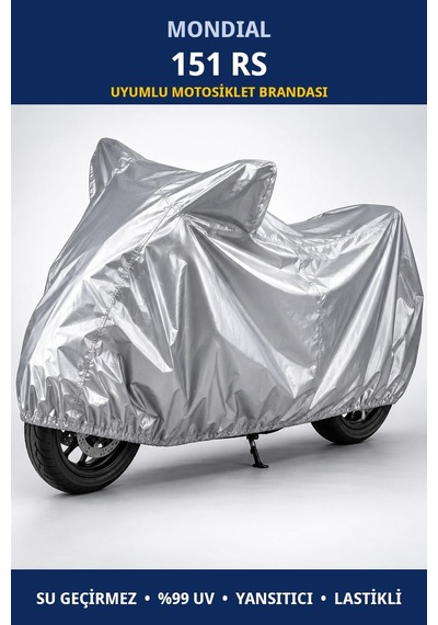 Mondial 151 Rs Uyumlu Motosiklet Brandası - Su Geçirmez, %99 Uv Korumalı, Yansıtıcı, Lastikli
