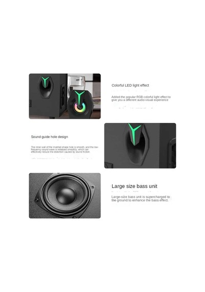 Multimedya Bluetooth Hoparlör Sd Kart Usb 2.1 Kanal Subwoofer 2+1 Işıklı Pc Speaker