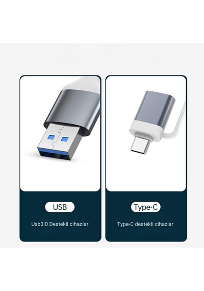Lexroo 3360 Usb 3.0 Type C Hub 4 Port Çoklayıcı Çoğaltıcı Çevirici Dönüştürücü Adaptör 2'si 1 Arada