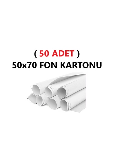 50 Adet 50x70 Cm Beyaz Renkli Fon Kartonu Rulo Canlı Renk Büyük Boy Anaokulu Kreş Okul