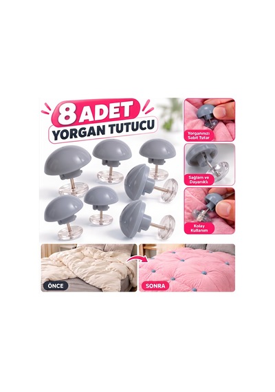 4 Adet Yorgan Kılıfı Ve Çarşaf Tutucu Sabitleyici 8 Adet Çok Renkli 08173517