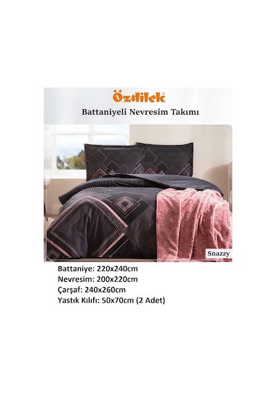Özdilek Trendy Battaniyeli Çift Kişilik Nevresim Takımı-snazzy Si Siyah