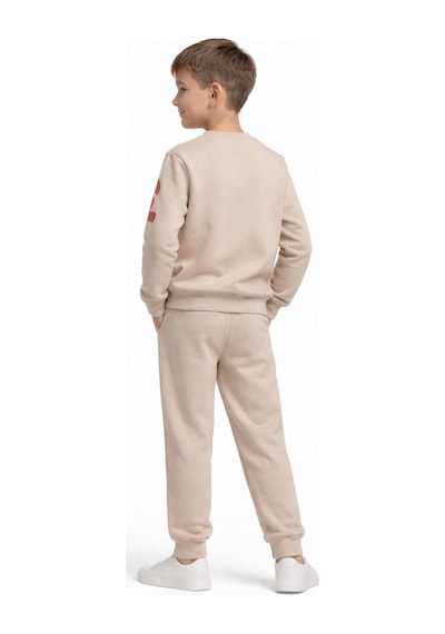 Baglan Erkek Çocuk Önü Baskılı Sweatshirt Ve Eşofman Alt Takım Bgl-st05250 Bej