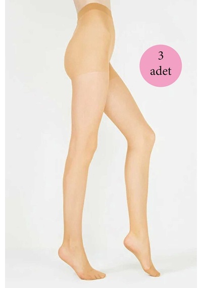 3 Adet Parlak Fit 15 Likralı Külotlu Çorap Ten Çok Renkli