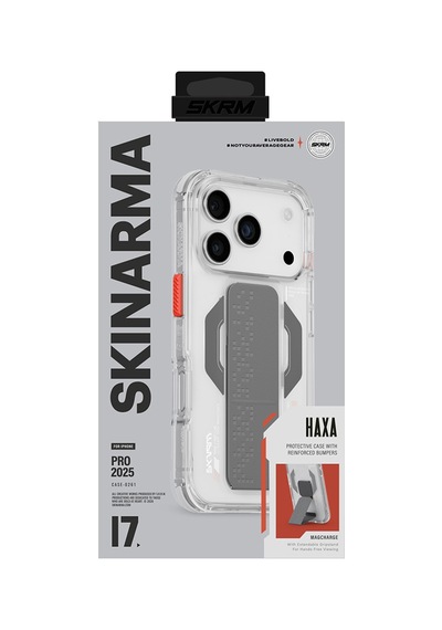 Apple Uyumlu iPhone 17 Pro Max Kılıf Skinarma M-safe Şarjlı Airbag Tasarımlı Standlı Haxa Kapak Şeffaf Şeffaf