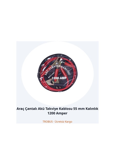 Trobus Araç Çantalı Akü Takviye Kablosu 55 Mm Kalınlık 1200 Amper