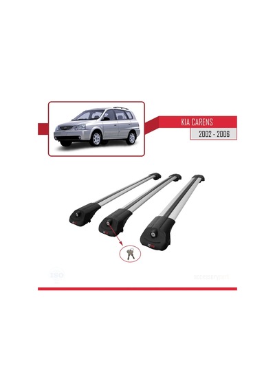 Kia Carens 2002-2006 Arası İle Uyumlu Ace-1 Ara Atkı Tavan Barı Gri 3 Adet Bar