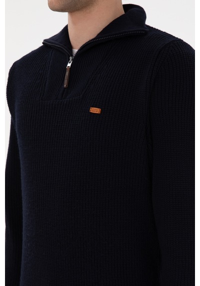 U.S. Polo Assn. Erkek Regular Fit Yarım Fermuarlı Lacivert Kazak 50297047-VR033