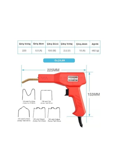 Plastik Zımba Teli Kaynak Makinası 100w/220v+500 Adet Tel