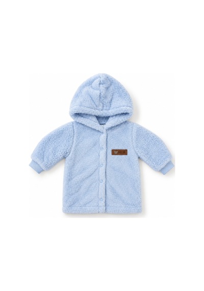 Beniizle Kapüşonlu Unisex Welsoft Yumuşak Dokulu Çıtçıtlı Kışlık Bebek Hırkası Mavi
