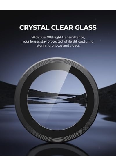İphone 16 Ve İphone 16 Plus Uyumlu Kamera Camı Lens Koruyucu Halka Set - Siyah Titanyum 50 x 22