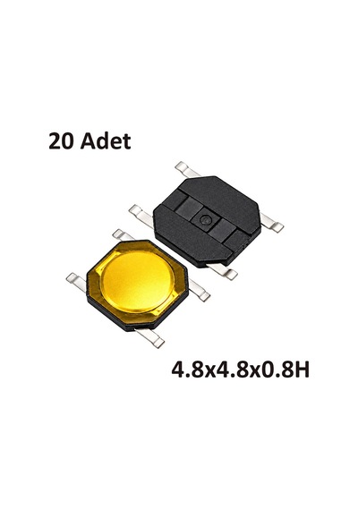20 Adet 4.8x4.8x0.8 Mm Smd Tact Switch 4 Pin Metal Membranlı Buton