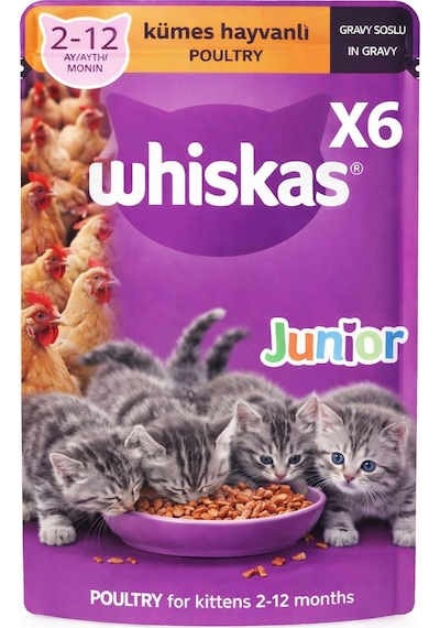 Whiskas Junior Kümes Hayvanlı Yavru Kedi Konserve Maması 85 Gr 6 Adet