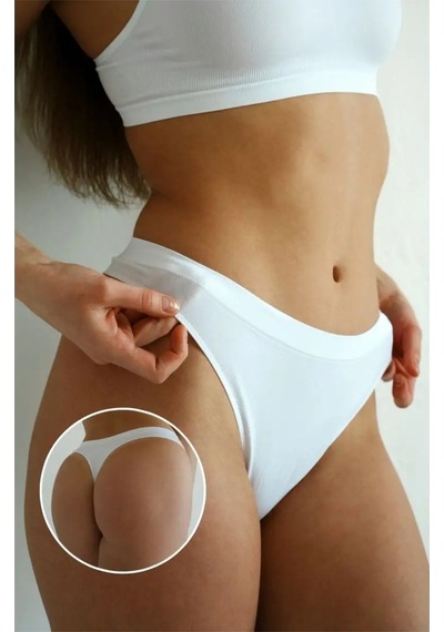 Mistirik Navelli Model Seamless String Kıl Dikişli Esnek Kumaşlı String Model Külot Beyaz Renk Beyaz