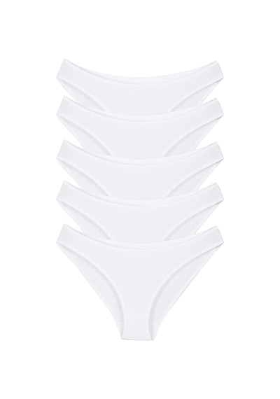 Sensu Kadın Günlük Pamuklu Külot Beyaz Bikini Model 5'li Paket Kts1056 Beyaz