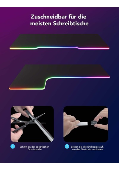 Oyun Masası İçin Govee Rgbıc Neon Led Şerit, 5m Oyun Led Şerit, Kesilebilir Led Şerit, Razer Chroma İle Uyumlu Neon Tabela, 11 Müzik, 64+ Sahne, Rgb App Kontrolü Siyah