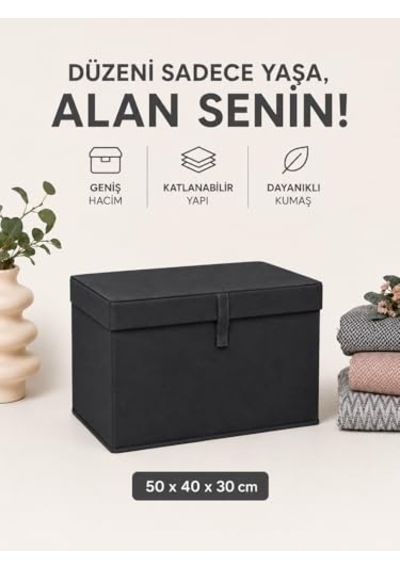 Çok Amaçlı Organizer Lüks Saklama Kutusu Düzenleyici Hurç Maxi Boy 50 40 30 Cm