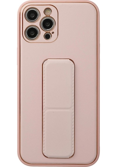 Apple İphone Uyumlu 12 Pro Kılıf Coco Deri Standlı Kapak - Pembe Çok Renkli