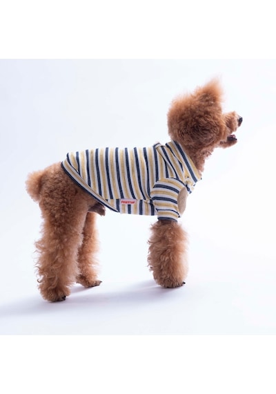 Sarı Marseille Softline Çizgili Kedi Köpek Sweati Köpek Kıyafeti Kedi Kıyafeti