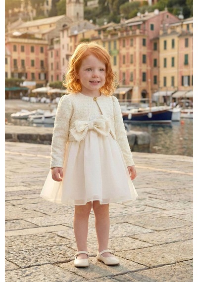 Pamina Kids Pamina Kız Bebek Bolerolu Tül Elbise Ekru 36326
