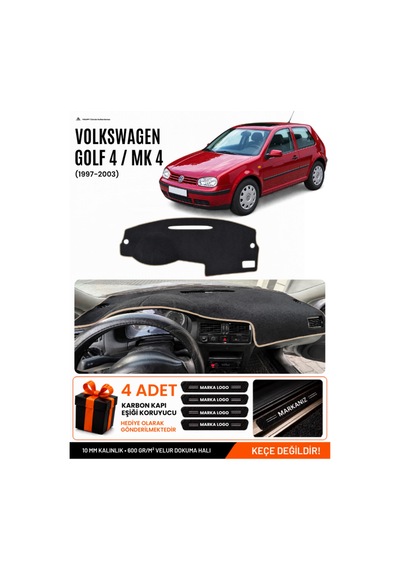 Volkswagen Golf 4 Mk4 1997-2003 Uyumlu Torpido Örtüsü, Torpido Kılıfı - Siyah Bej