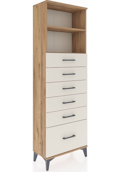 Arges Dolap 2 Raflı 6 Çekmeceli 60x30x182 Çam-aytaşı Atlas Çam