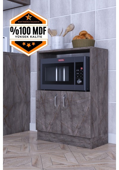 Rafineri Makro Dolap Çok Amaçlı Mikrodalga Fırın Dolabı Mdf Gri Rafineri Makro Dolap Çok Amaçlı Mikrodalga Fırın Dolabı Mdf Gri