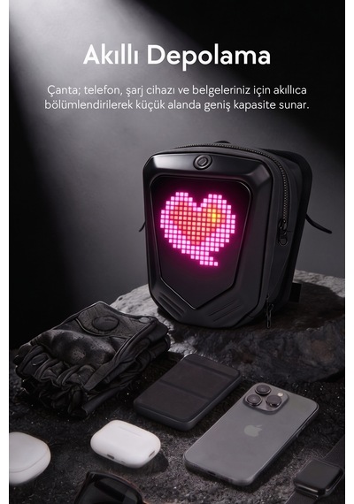 Led Işıklı Akıllı Scooter Çantası - Sct-4 Siyah