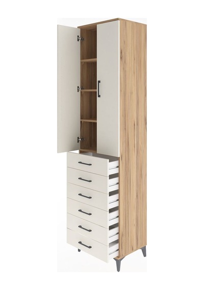 Hyperion Dolap 4 Raflı 6 Çekmeceli 2 Kapaklı 60x44x243 Çam-ay... Çam Hyperion Dolap 4 Raflı 6 Çekmeceli 2 Kapaklı 60x44x243 Çam-ay... Çam