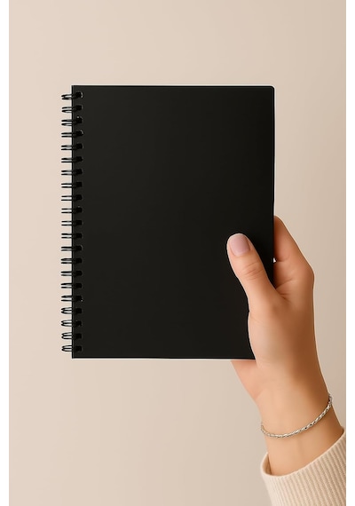 Spiralli Not Defteri A5 Boyut 15x21 Cm 60 Yaprak 90gr. Ivory Kağıt Ofis Için Uygun Siyah