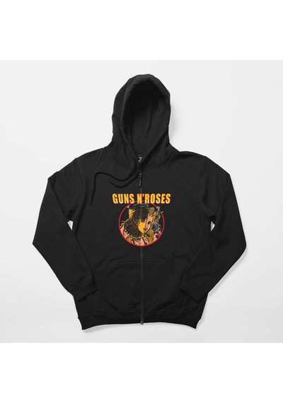 Guns N Roses Woman Siyah Fermuarlı Kapşonlu Sweatshirt