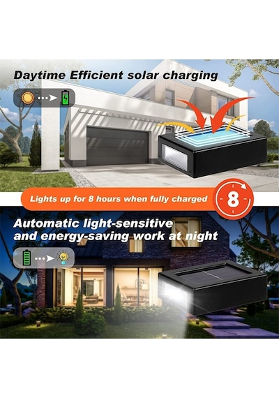 Solar Güneş Enerjili Çift Taraflı 2 Ledli Aplik Duvar Monteli Lamba