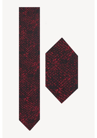 Erkek Siyah Bordo Kravat Mendil Set