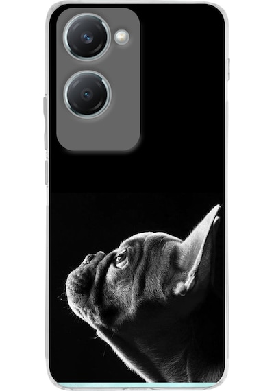 Vivo Y18 İle Uyumlu Köpek 1 Baskılı Kamera Korumalı Şeffaf Kılıf Şeffaf