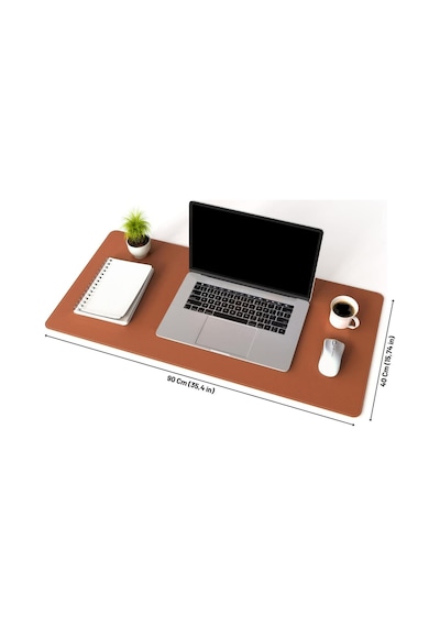 Deri Mouse Pad Dikişli Kenar Çift Yönlü Kullanım Masa Matı Sümen 90x40 Xl Kahverengi