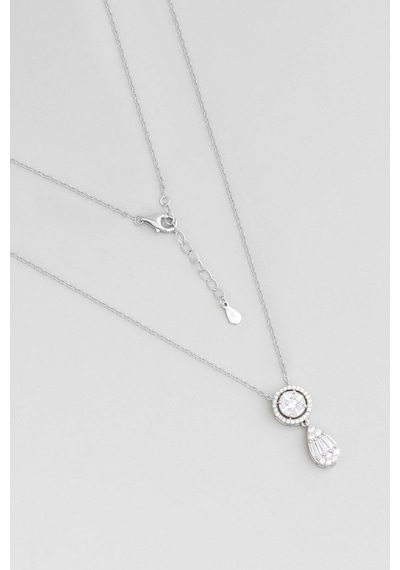 So Chic Klasik Stil 18 Ayar Beyaz Altın Kaplama Gümüş 45 Cm Minimal Kolye Rodyum