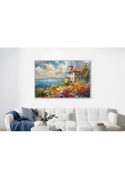 Yağlı Boya Dokulu Tablo Modern İstanbul Manzarası Gümüş Çerçeveli U06024-178989