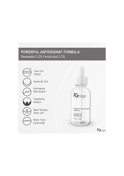 The Purage Resveratrol %3.2 Ve Ferulik Asit %3.2 Serum 30 Ml