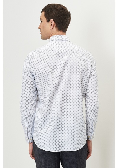 AC&Co / Altınyıldız Classics Erkek Beyaz Hakı Slim Fit Dar Kesim Düğmeli Yaka Baskılı Gömlek Beyaz Hakı Beyaz - Haki AC&Co / Altınyıldız Classics Erkek Beyaz Hakı Slim Fit Dar Kesim Düğmeli Yaka Baskılı Gömlek Beyaz Hakı Beyaz - Haki