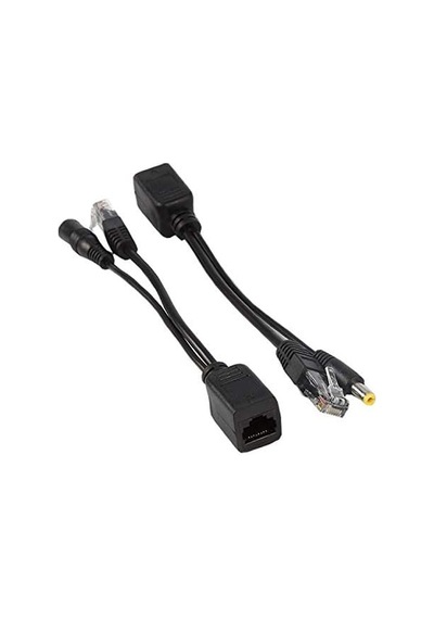 4252 Ip Kamera Kablosu Poe Set Ethernet Adaptör Güç Power Kablosu, Siyah Diğer