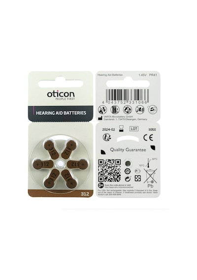 Oticon 312 Numara 1.45V İşitme Cihazı Pili 6 x 10'lu
