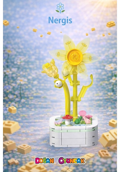 Mikro Blok Kristal Nergis Çiçek  Setleri Mini - Çiçek - Blossom Çiçek
