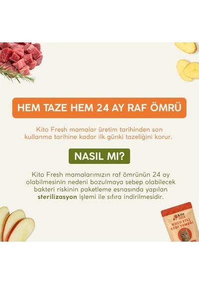 2As Kito Fresh Kuzu Etli Kedi Yemeği%100 Taze İçerikli 80 G 12 Gri