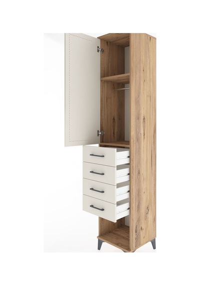 Hyperion Dolap 2 Raflı 4 Çekmeceli Tek Askılı 44x44x221 Çam-aytaşı Atlas Çam